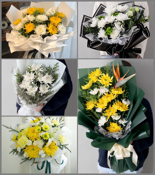 山东青岛胶州市中云街道北卧龙村白事花束代送